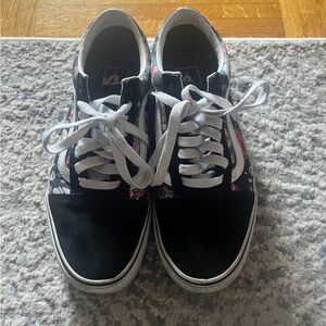 Floral suede black and white classic vans!